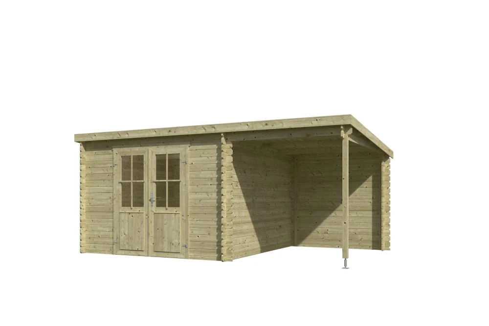 Outdoor Life Blokhut Tampa met Overkapping Groen Geïmpregneerd 550 x 250 cm - Afbeelding 2